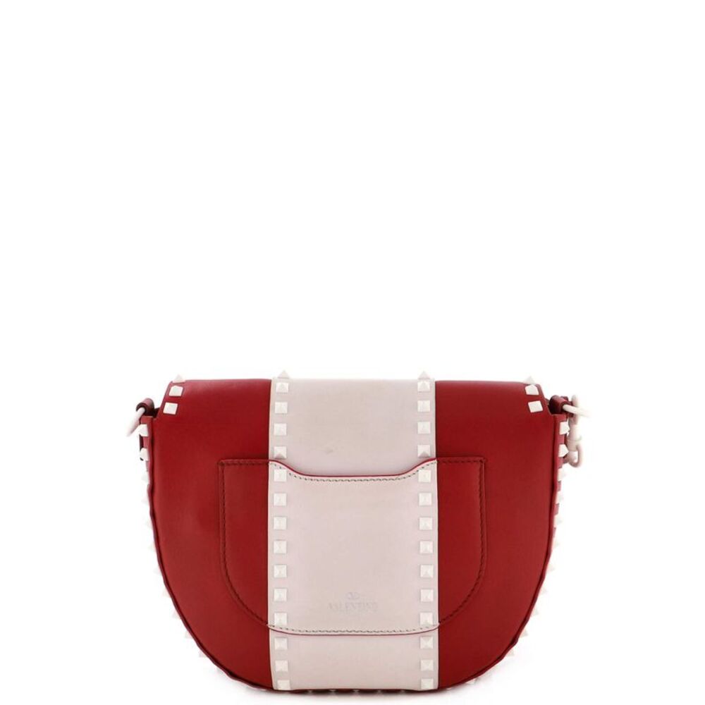 Valentino Garavani Free Rockstud Saddle Crossbody Bag Leather Medium Red - Picture 3 of 9
